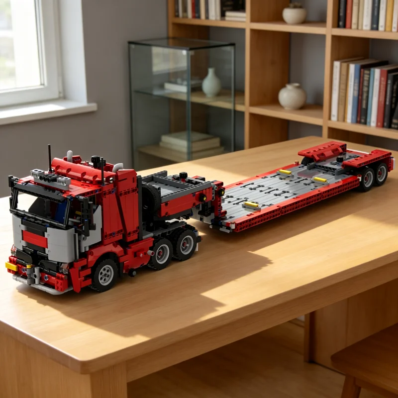 1927pcs MOC Truck & Gooseneck Semitrailer C-Model Technical Model Building Blocks Architecture Christmas Gift Toys Craft Idea