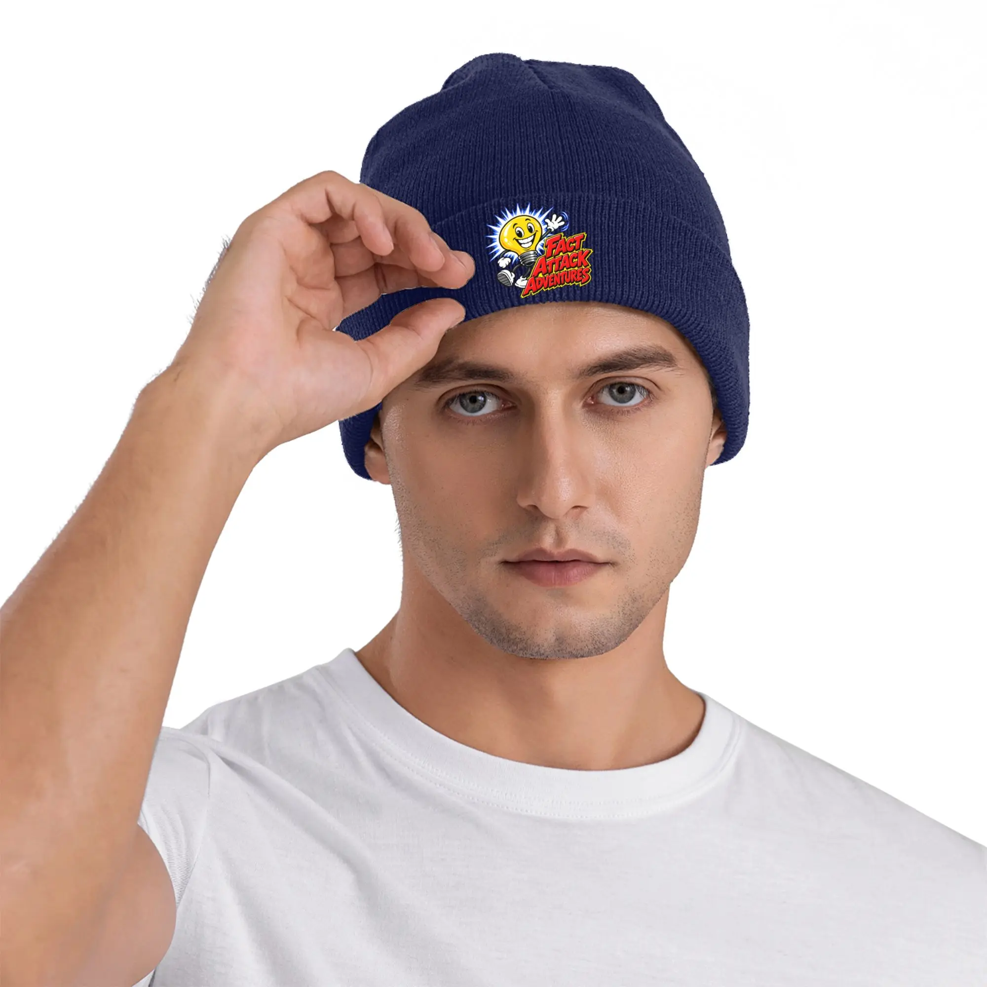 Unisex Adult Light Bulb Fact Attack Adventures  Beanie Hats  Casual Knitted Hat Autumn Winter Caps Pattern Elastic Bonnet Hats