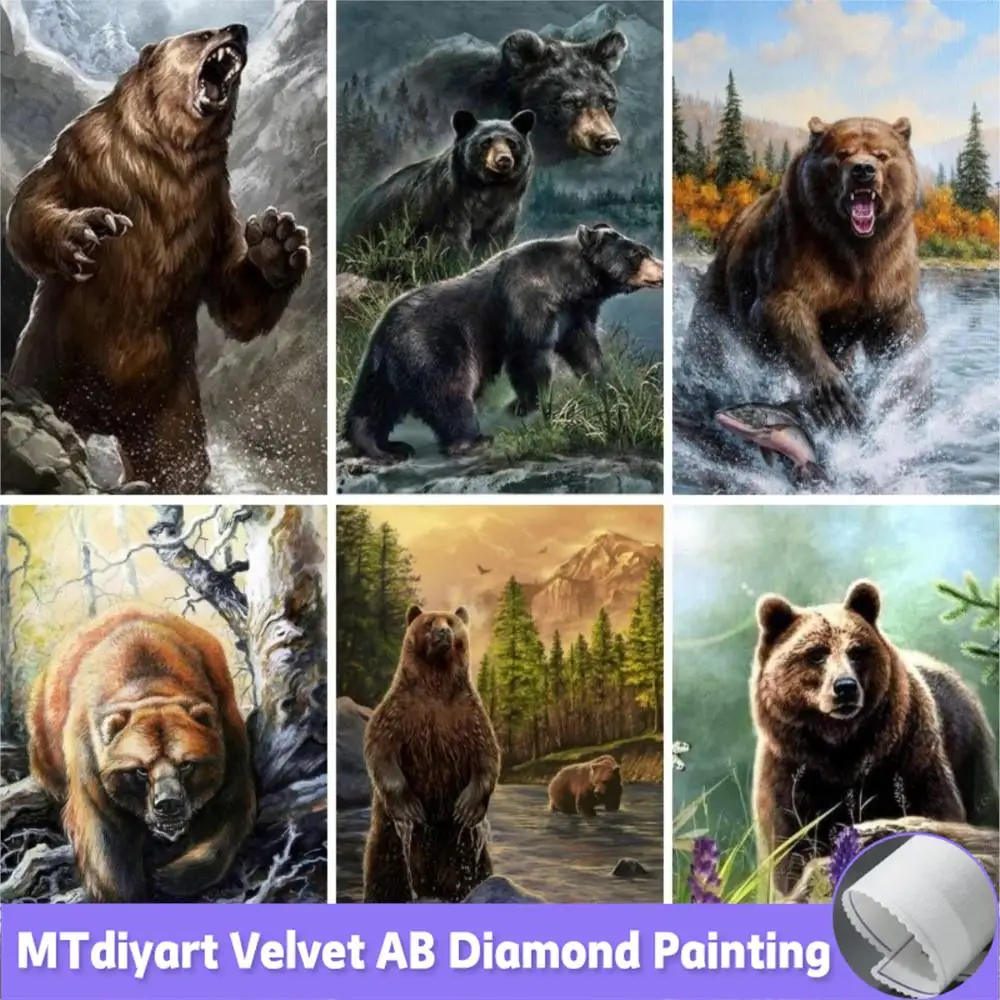 Grizzly Bear Diamond Painting Full Square Diamond Embroidery Mosaic Art Diamond Diy Handwork Abstract Diamonds Puzzle Art