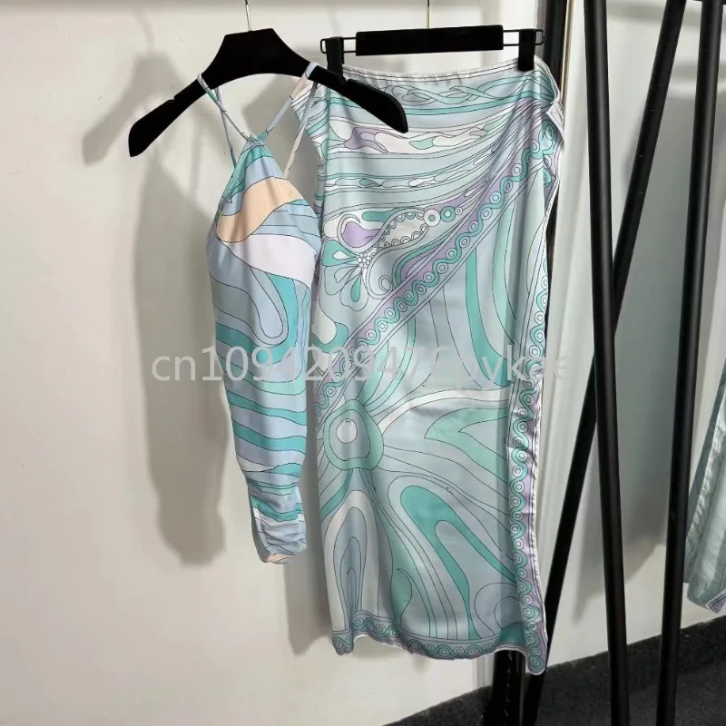 Luxury Design ผู้หญิงผ้าพันคอสีฟ้าชุดว่ายน้ํา Designer ยี่ห้อ Lady Beach ชุดว่ายน้ํา