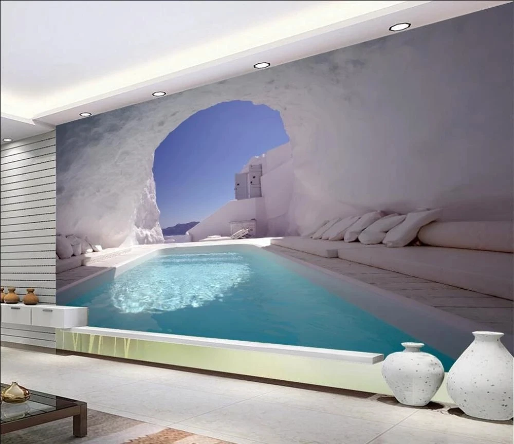 Customized 3D wallpaper ice cave swimming pool Living room TV background wall bedroom restaurant home decoration self adhesive