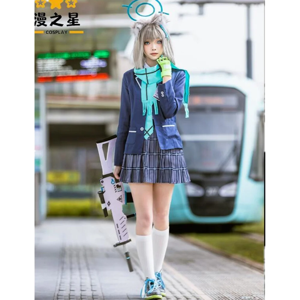 Sunaokami Shiroko Blue Archive Cosplay Costume Dress Uniform Coat Cloak Halloween Christmas RainbowCos0 W4045