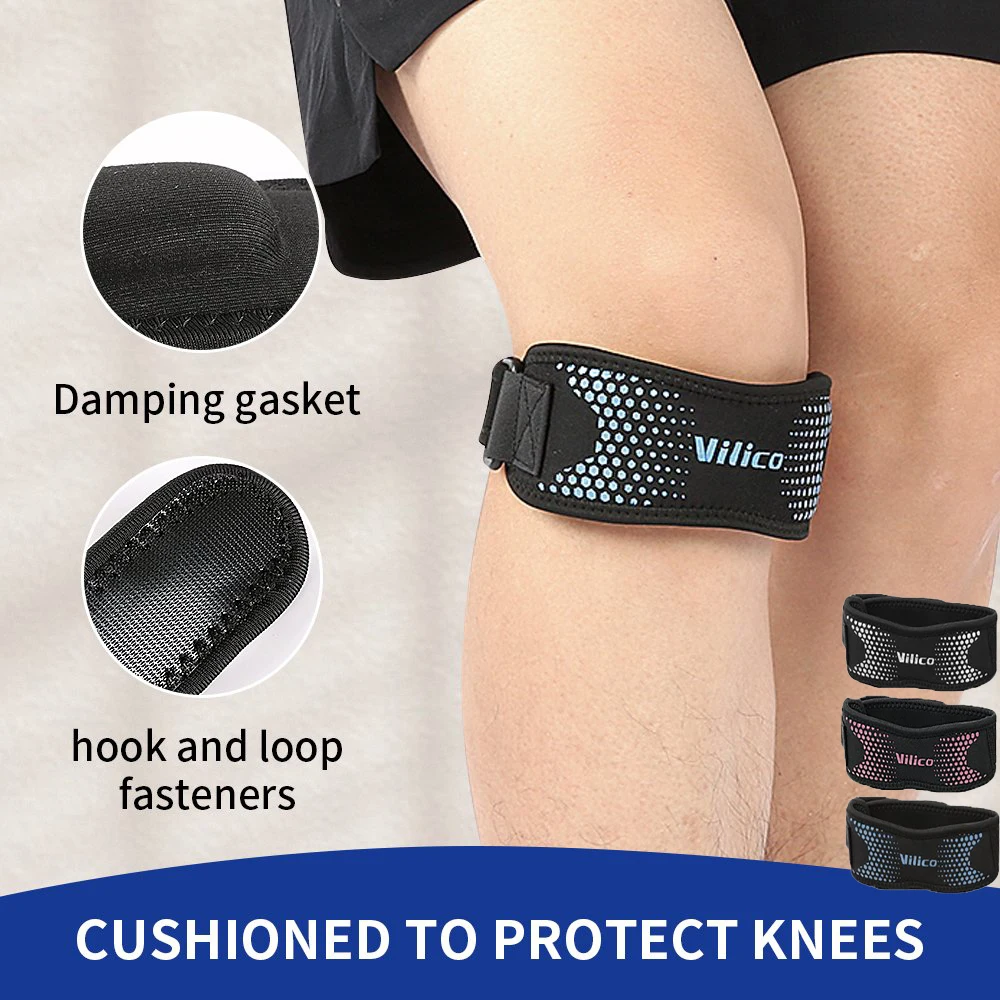 1 Stück VILICO verstellbarer Kniegurt, atmungsaktives Mesh-Beinband mit Klettverschluss für Laufen, Fitness, Basketball, Multip