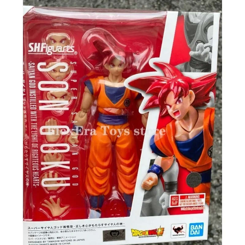 Stock: Bandai SHF Dragon Ball, Dragon Ball, Super Saiyan God, Red Hair, Red Demon, Sun Wukong, Mobile Doll Toy, Collection Gift