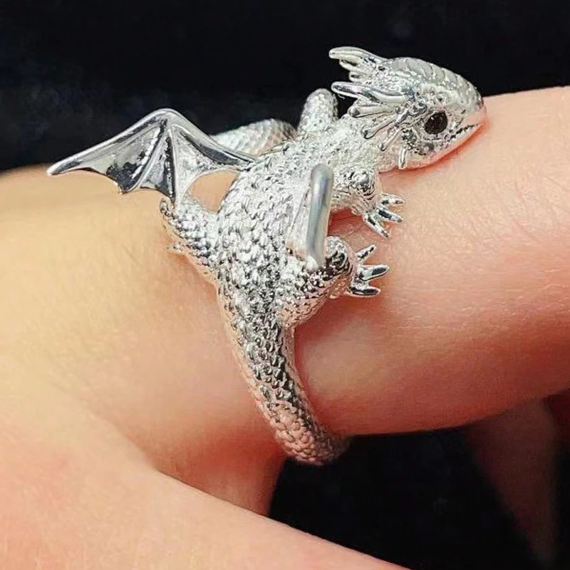 1 Piece of Women's Adjustable Animal Personalized Dragon Shaped Ring Jewelry Customizable for DIY Carving