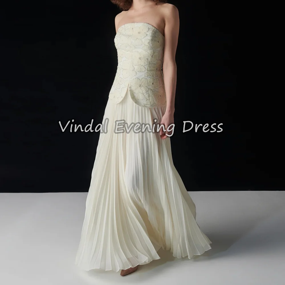 

Выправдальное шифоновое трапециевидное платье без бретелек с драпировкой длиной до пола, простые вечерние платья в Саудовской Аравии для женщин, 2025 г., арабское вечернее платье без рукавов