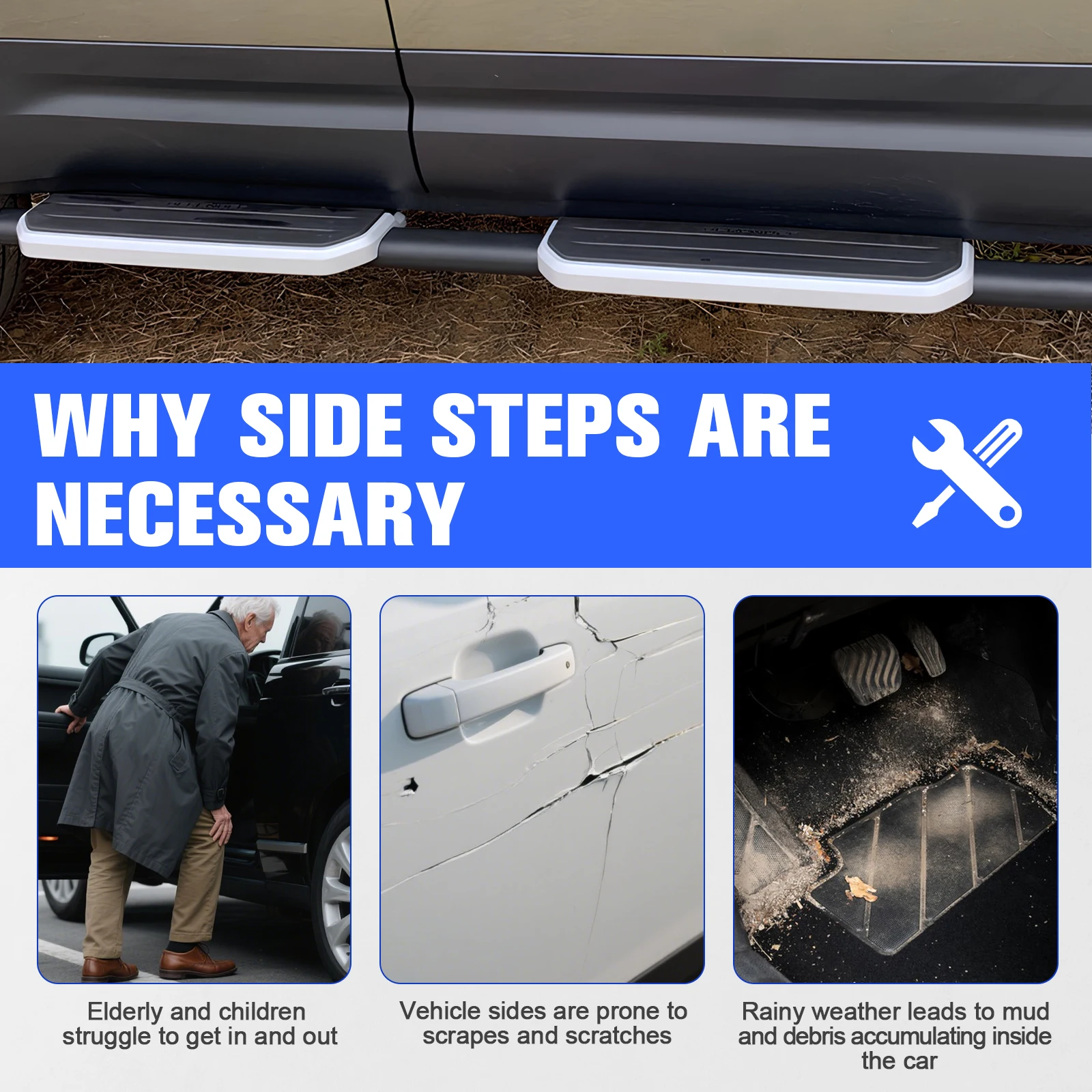 For 2020-2024 Land Rover Defender Running Boards Wear Resist Side Step Bars High Load-Bearing Rail Bars Car Spare Parts