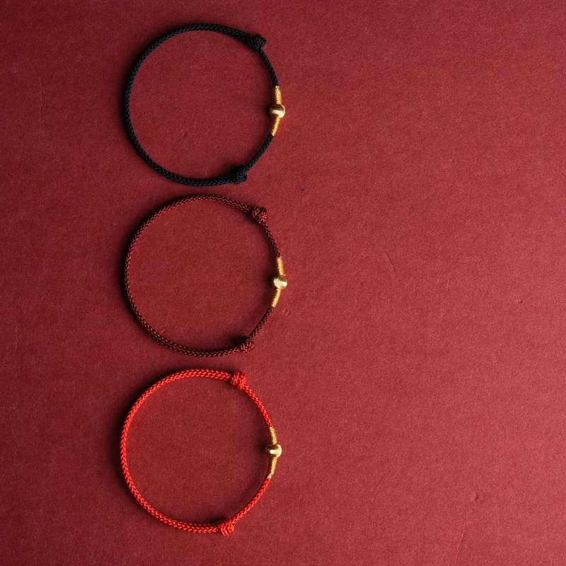 Hand Woven Lucky Bead Red String Bracelet Anklet Unisex Minimalist Summer Ankle Rope Jewelry Best Friend Gift Accessories
