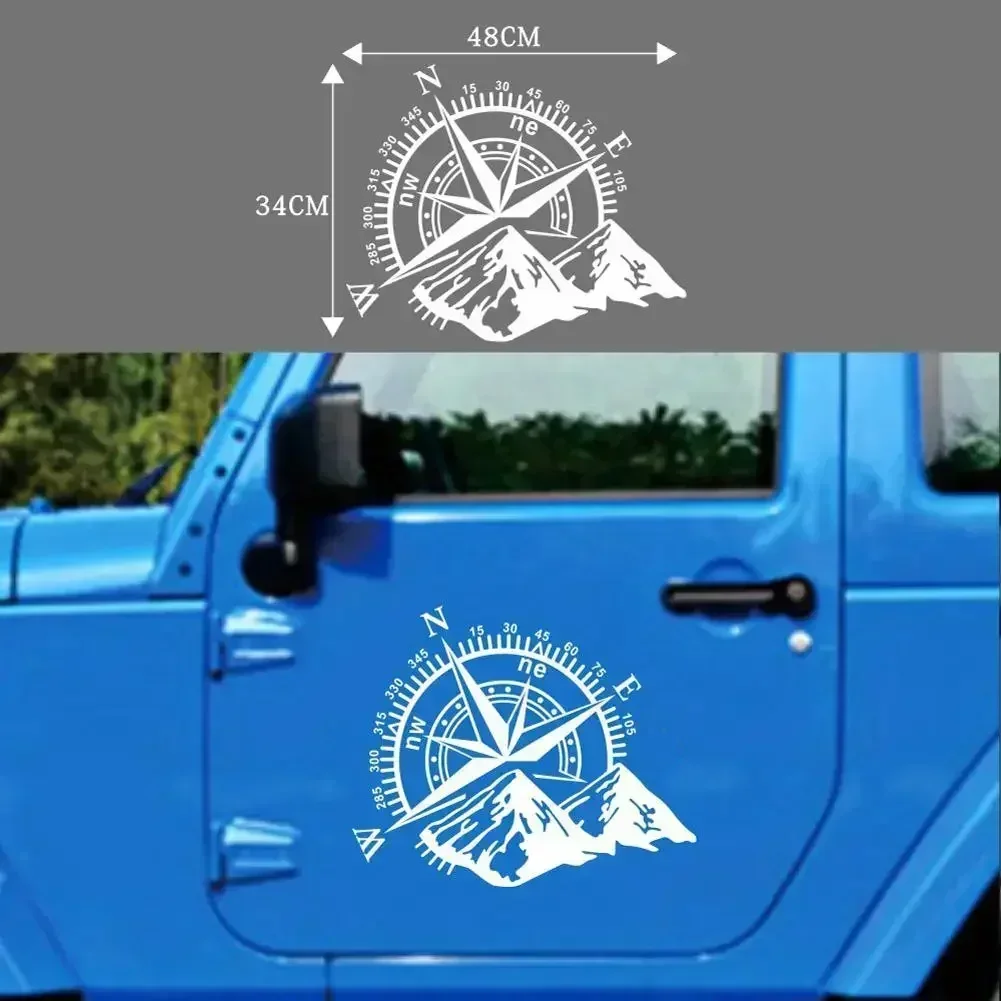 Car Sticker Decorative 4x4 Compass Rose Navigate Mountain Offroad Waterproof Self-Adhesive Vinyl Sticker Cover Car Decal