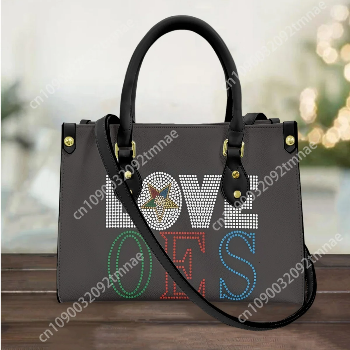 Love Order of The Eastern Star Print Handbags for Women Vintage PU Leather Long Shoulder Strap Messenger Bag Christmas Custom