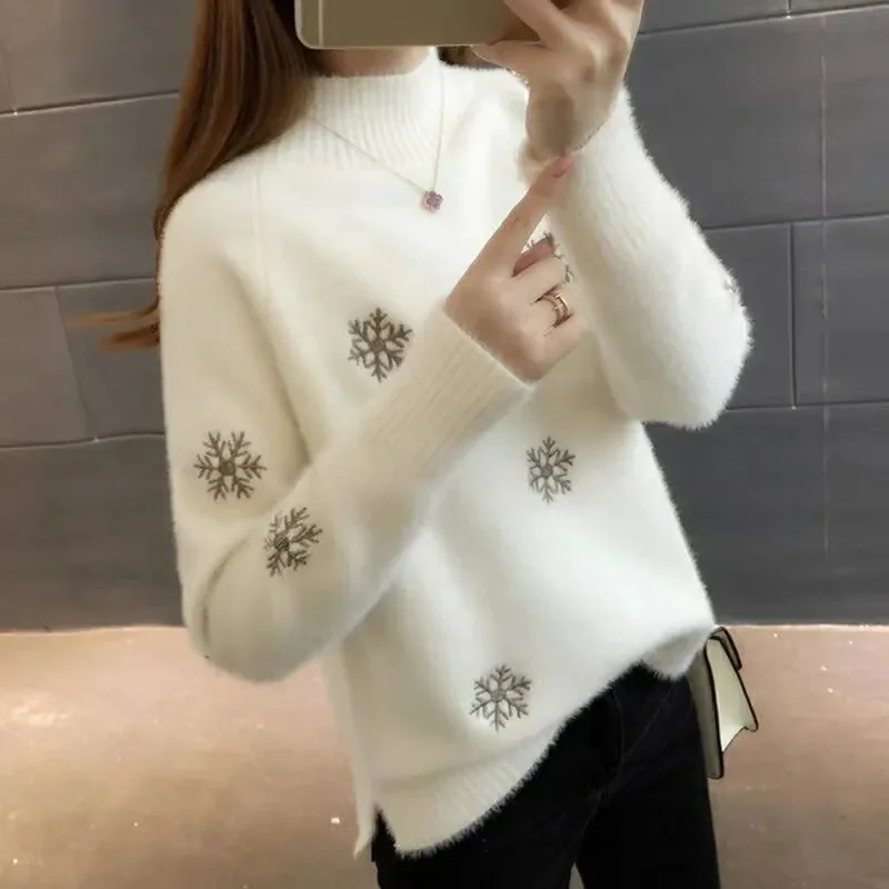 

2023 New Turtleneck Women's Sweater Merino Wool Women's Knitted Pullover Sweater Long Sleeve Jumper Knitwear Bottoming Shirt