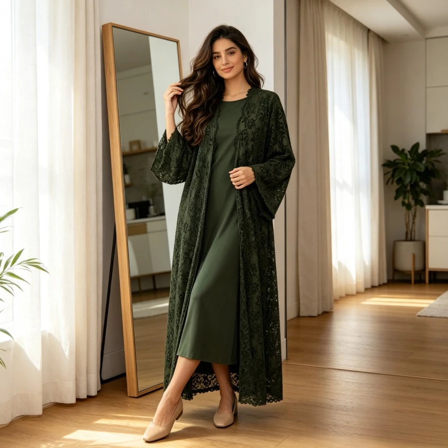 Women Lace Eid Abaya Dress Cardigan Robe Open Dresses Jalabiya Morocco Dubai Kaftan Islam Vestidos 2026 Muslim Ramadan Abayas