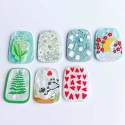 Acrylic Resin Patterns Eardrop Accessories Pendant Components Necklace Charms Diy Crafts Material Jewelry Supplies Making 8pcs