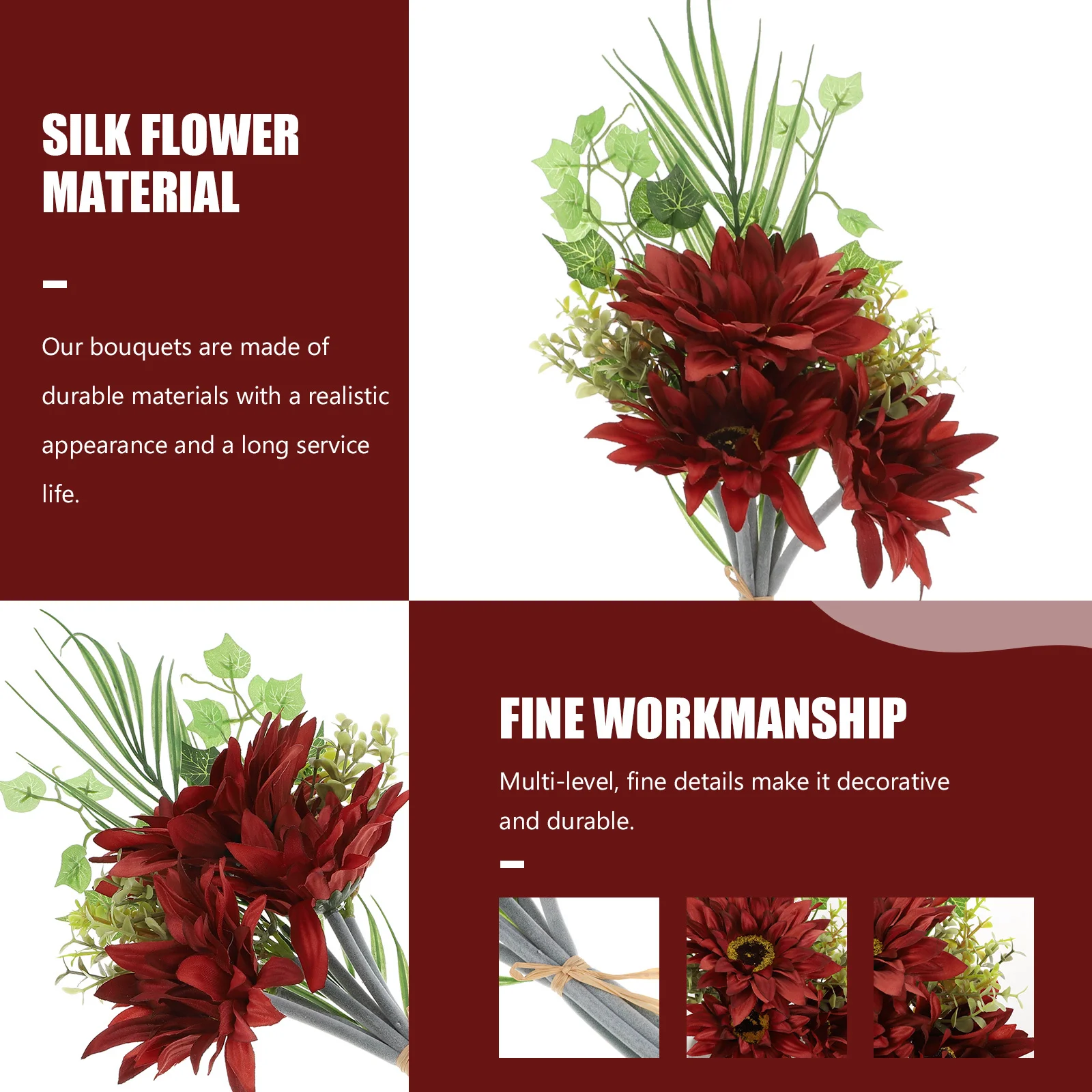 

1Bunch Lifelike Artificial Flower Bouquet Simulation Floral Arrangement Home Office Decor Wedding Party Prop Fake Flowers