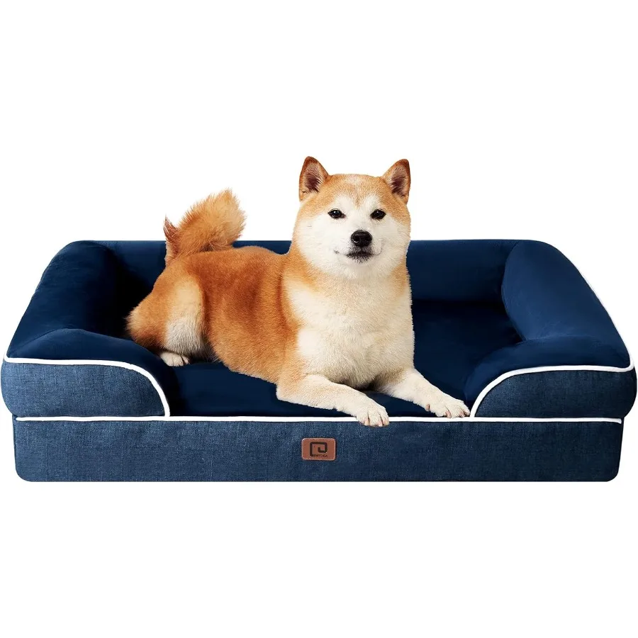 

Ортопедическая кровать для больших собак с водонепроницаемой пеной с эффектом памяти и поддерживающими сторонами. Конструкция из пенопласта с нескользящим дном.