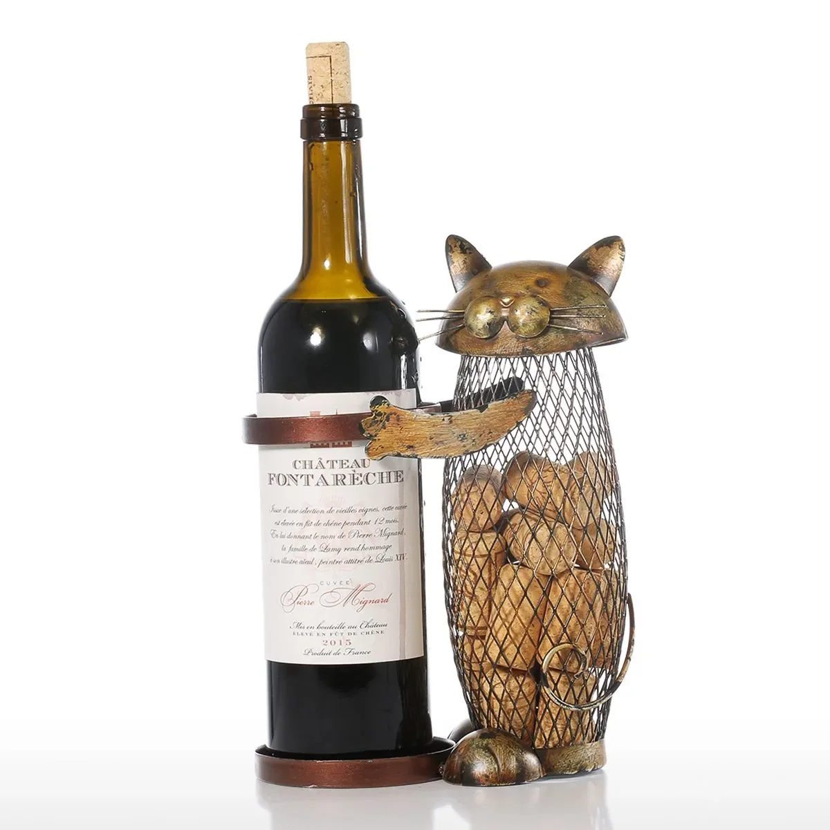 

Cat Shape Wine Holder Cork Container Home Decor Iron Craft Gift Handicraft Animal Ornament Bar Accessories