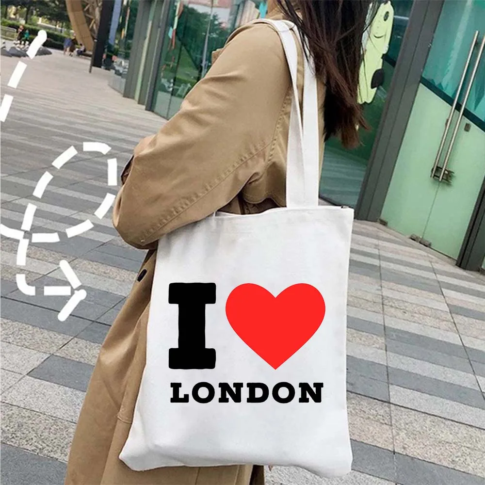 Big Ben England Feel Map Sac fourre-tout réutilisable pour femme, sac à main de grande capacité, style britannique, paysage de bus de Londres, sac initié