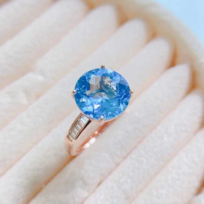 Natural  London blue Topaz rings for women silver 925 jewelry luxury gem stones 18k gold plated free shiping items Party Gifts