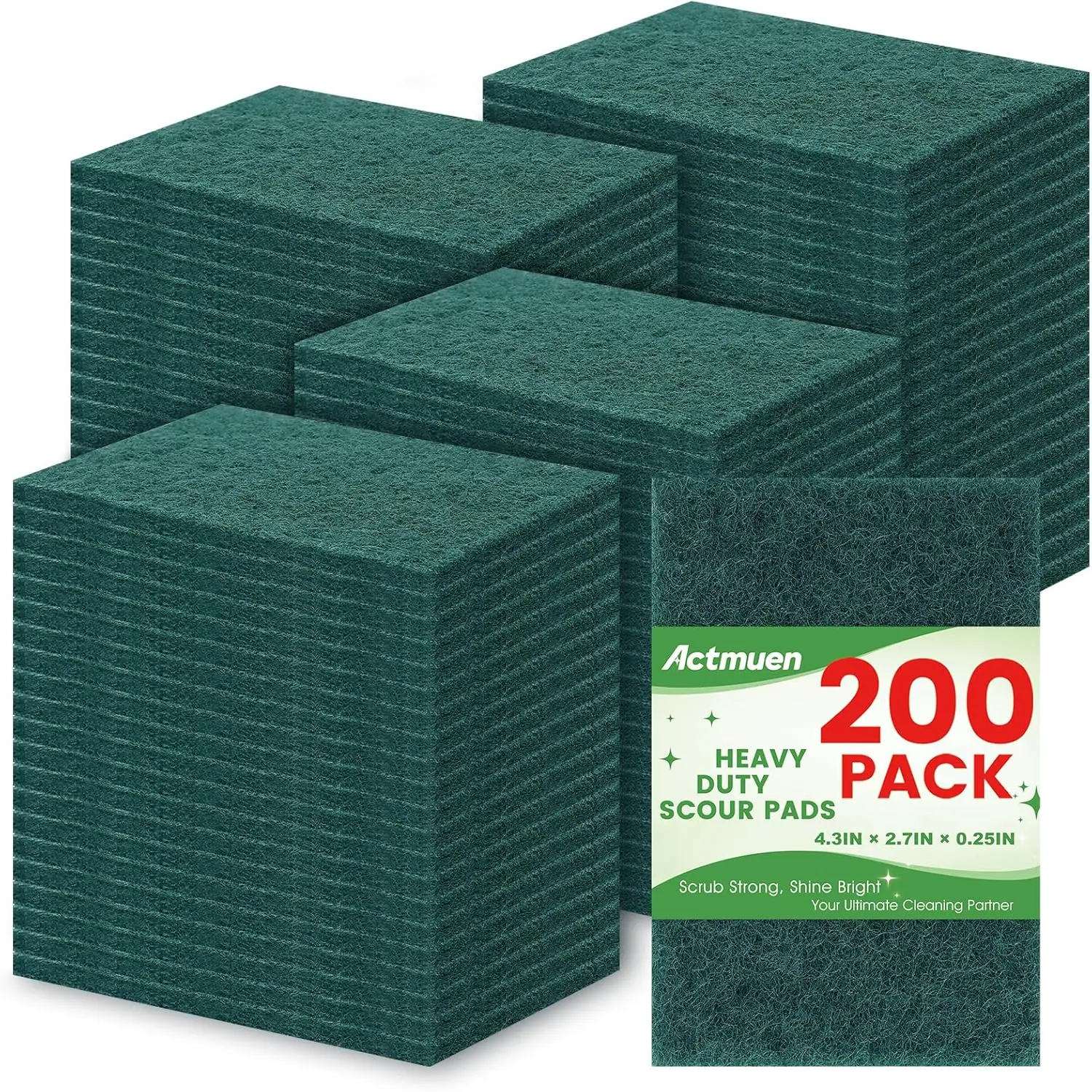 

200 Heavy Duty Reusable Scrubbing Pads for Kitchen Dishes Pots Pans Grills 4.3x2.75x0.3