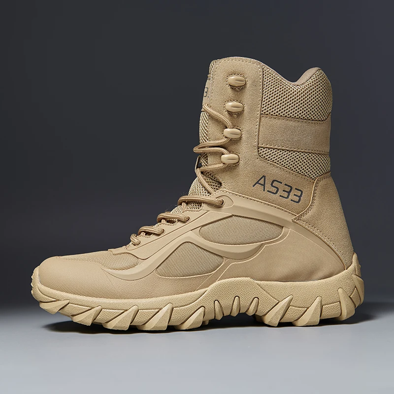 

Men Tactical Boot Safety Anti-Slip Military Brand Hunting Hiking Shoes High Quality Desert Motorcycle Unisex Army Climbing Shoes