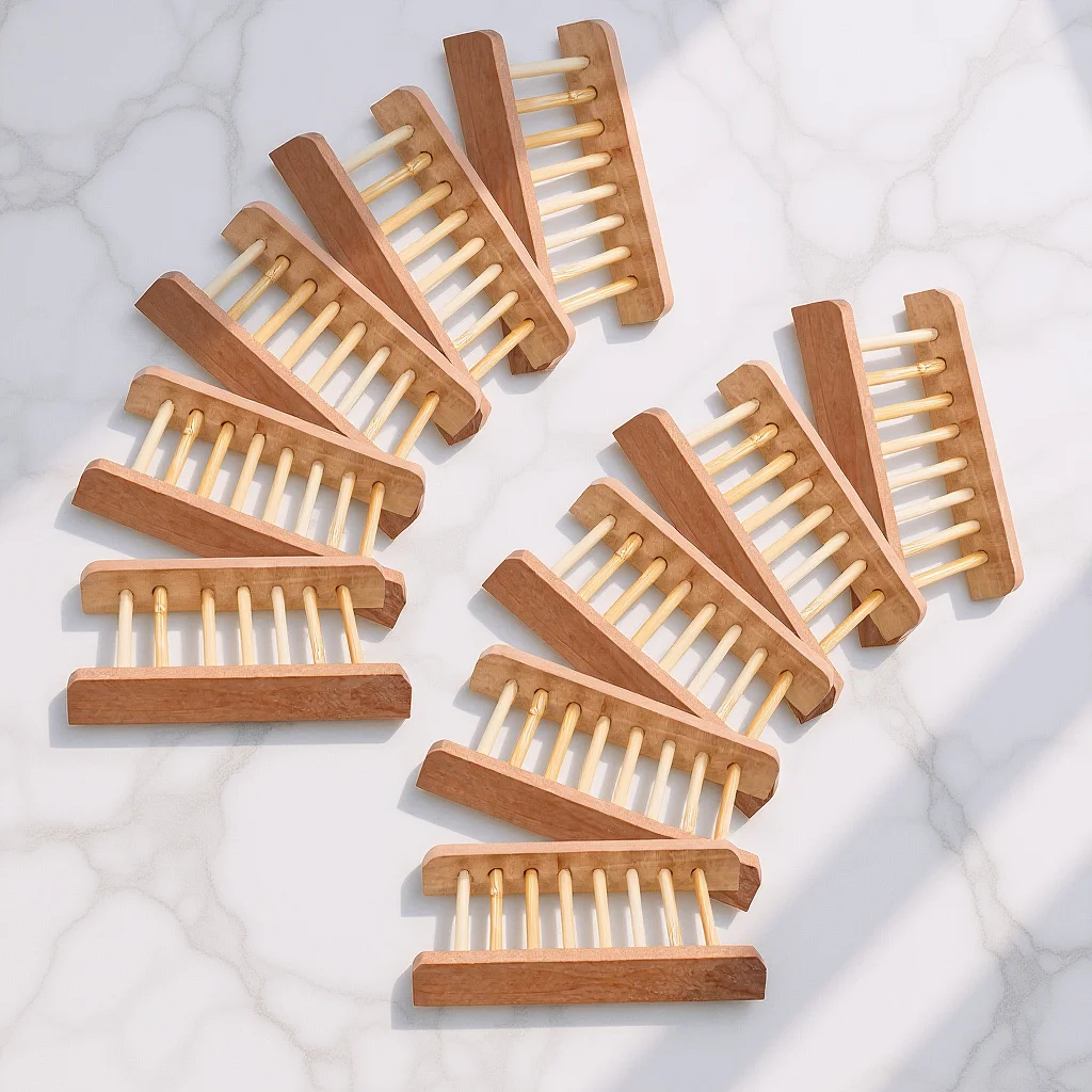 10 قطعة حامل الصندوق شريط طبيعي صحن الصابون تخزين الرف استنزاف صينية الصابون تخدم لوحة لاستخدام الحمام المطبخ دش #6