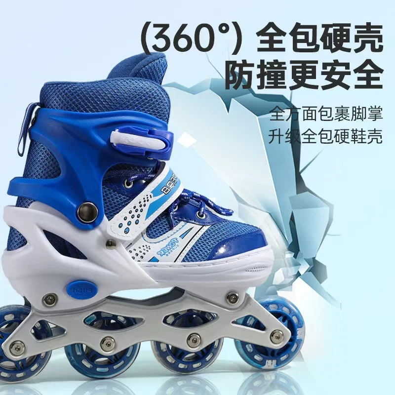 

Adjustable Inline Roller Skate Shoes with 4 Wheel, Professional Flashing Sliding Sneaker, Outdoor, 6-12 Years Old