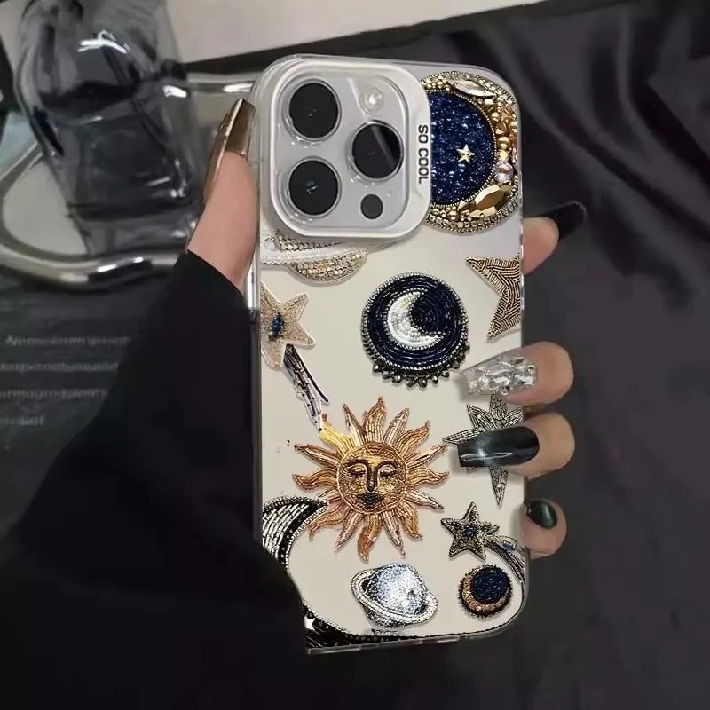 Abstract Painting Sun And Moon Phone Case For iPhone 11 12 13 14 15 16 16e 17 Pro Max MINI 7 8 Plus XR XS Shockproof Coverover