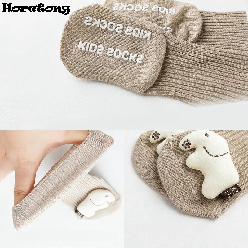 Cute Cartoon Bear Baby Socks For Boys Girls Spring Autumn Soft Cotton Anti Slip Soled Newborn Toddler Sock Kids Warm Socken