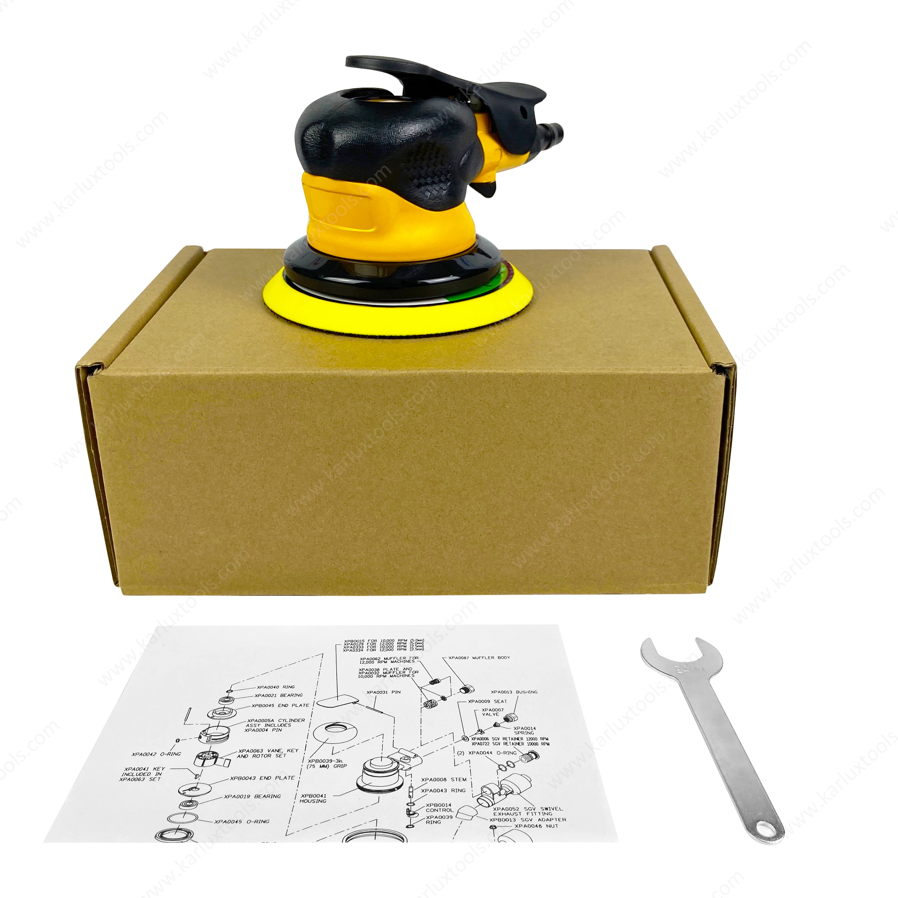 

2026 5 дюймов 125 мм 14000 об/мин безвакуумный пневматический орбитальный шлифовальный станок воздушный шлифовальный станок