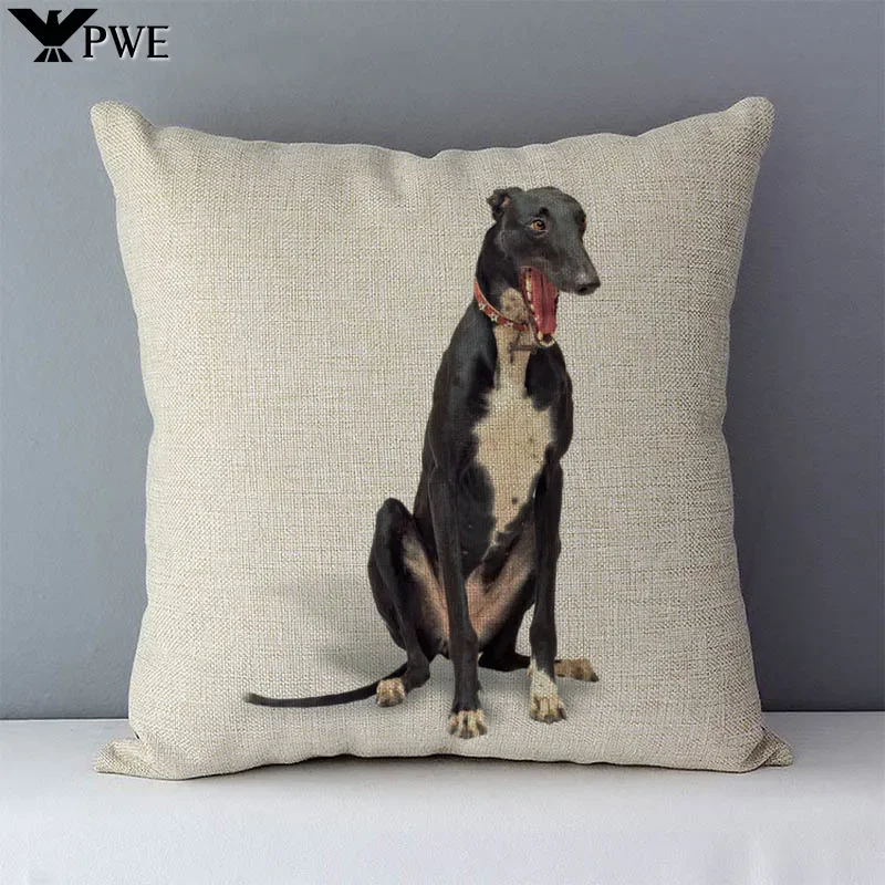 Greyhound Printed Home Decorative Cushions For Sofa 45x45cm Cozy Couch Cushion Cover Square Bed Pillow Covers Flax Linen Fabric