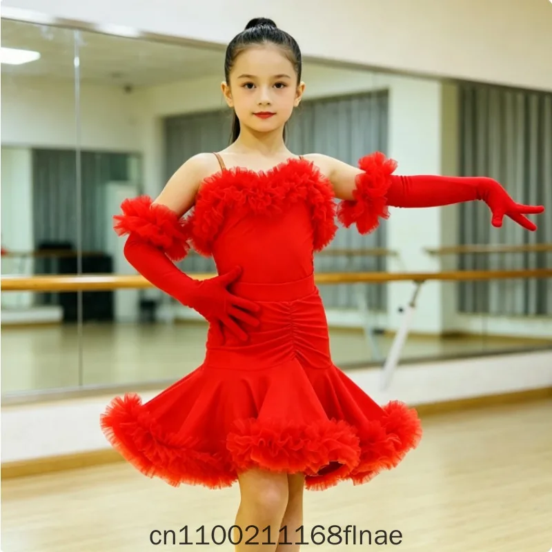 Professional Latin Dance Competition Skirt National Standard Dance Ostrich Hair Advanced Edition Strap Art Performance Skirt