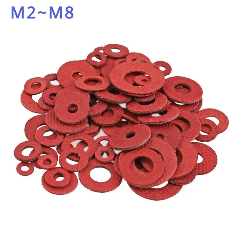 Insulated screw washer, red steel paper washer, red meson circular flat washer, M2~M8