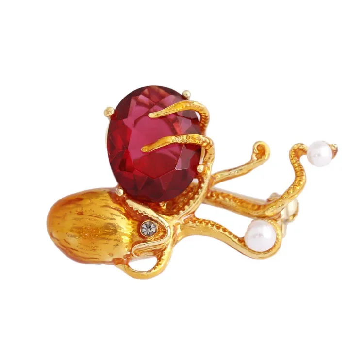 

Octopus Ruby Brooch Women, Freshwater Pearl Brooch Fashion Clothing