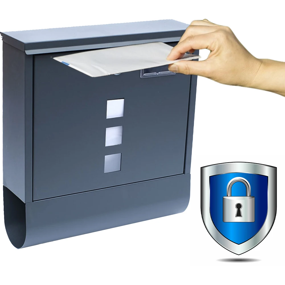 

Black Letterbox Creative Stainless Steel Suggestion Box Lockable Mailbox with Secure Key Lock Wall Mount Mailbox for Home Garden