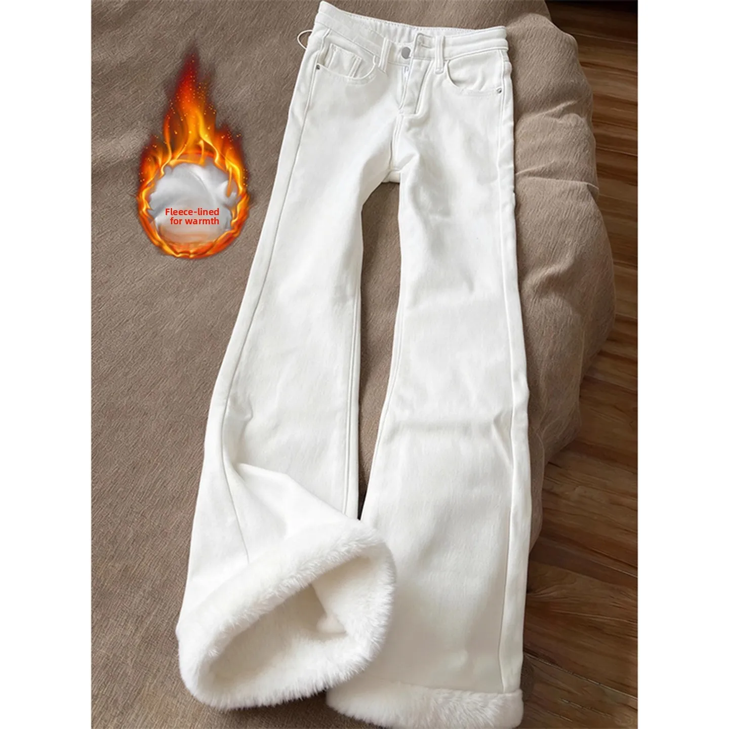 

Мужские зимние джинсы прямого кроя American High Street с подкладкой, зауженные, для молодежи, повседневная одежда