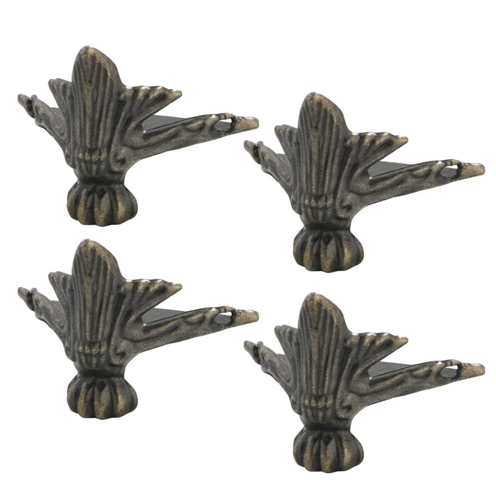 4PCS Antique Corner Protector Zinc Alloy Jewelry Box Wooden Case Decorative Feet Leg Metal Corner Protector Hardware Bracket