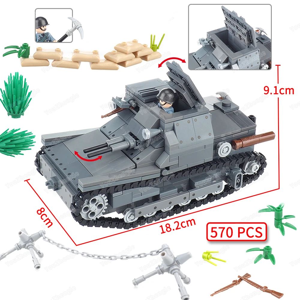 Ultralight CV-33 Tank Building Block MOC Military WW2 Figures War War of Resistance Scenes Models Children Gifts Boy Toy