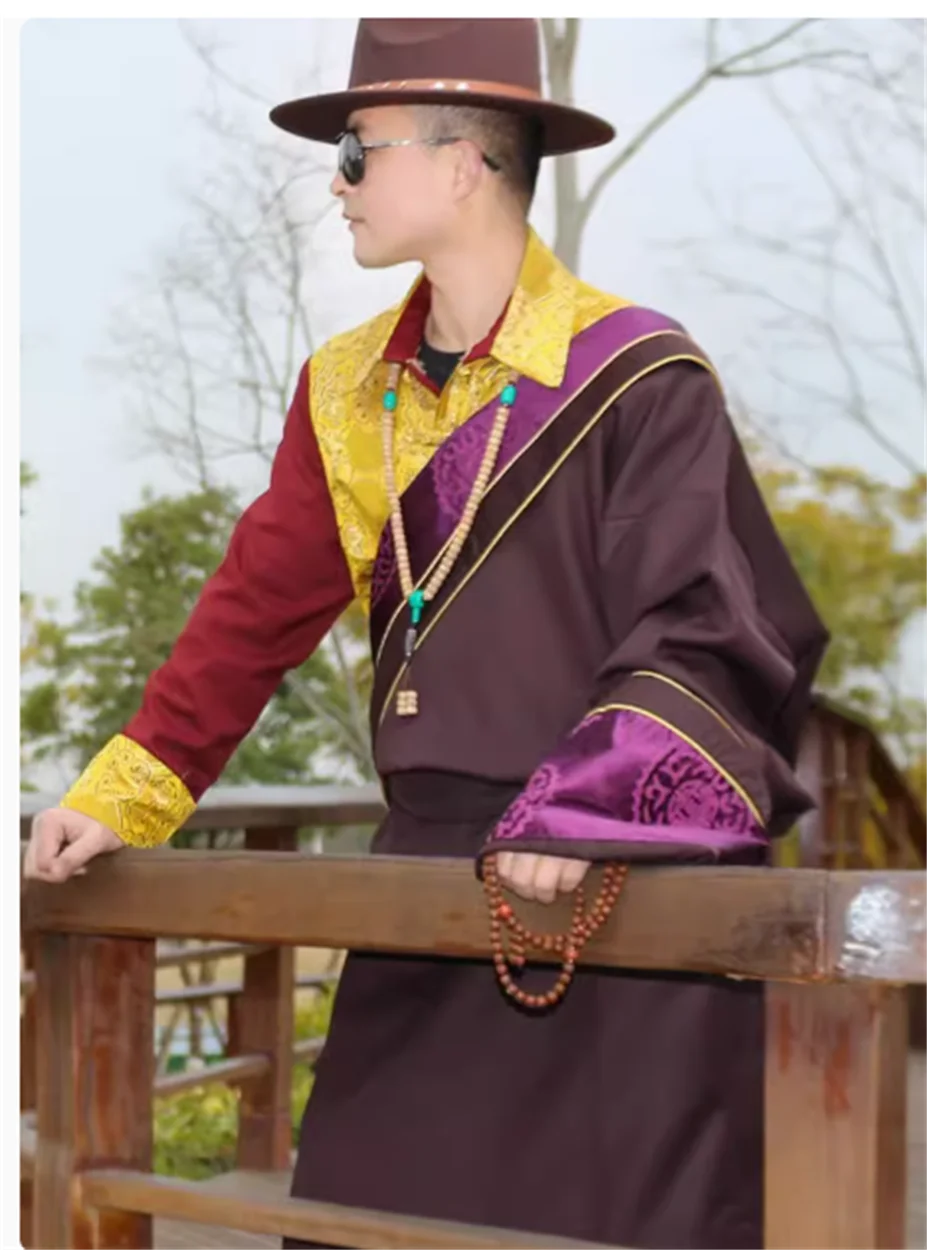 Robe tibetano para homem, estilo étnico Xizang, novo