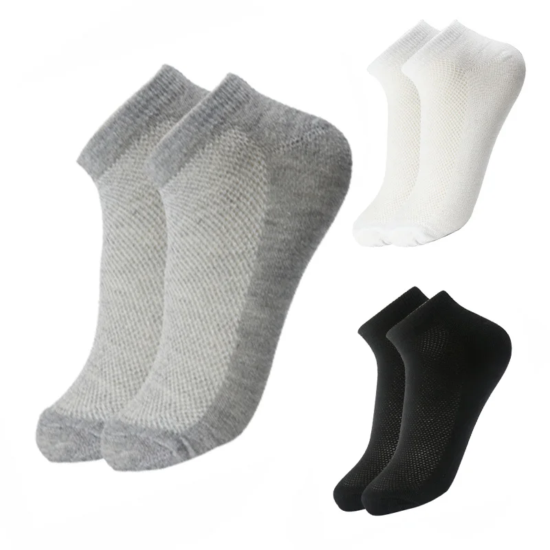 10 Pairs/Lot Breathable Men\'s Socks Short Ankle Elastic Solid Color Mesh Cotton Business Unisex Sock Plus Size EU38-46