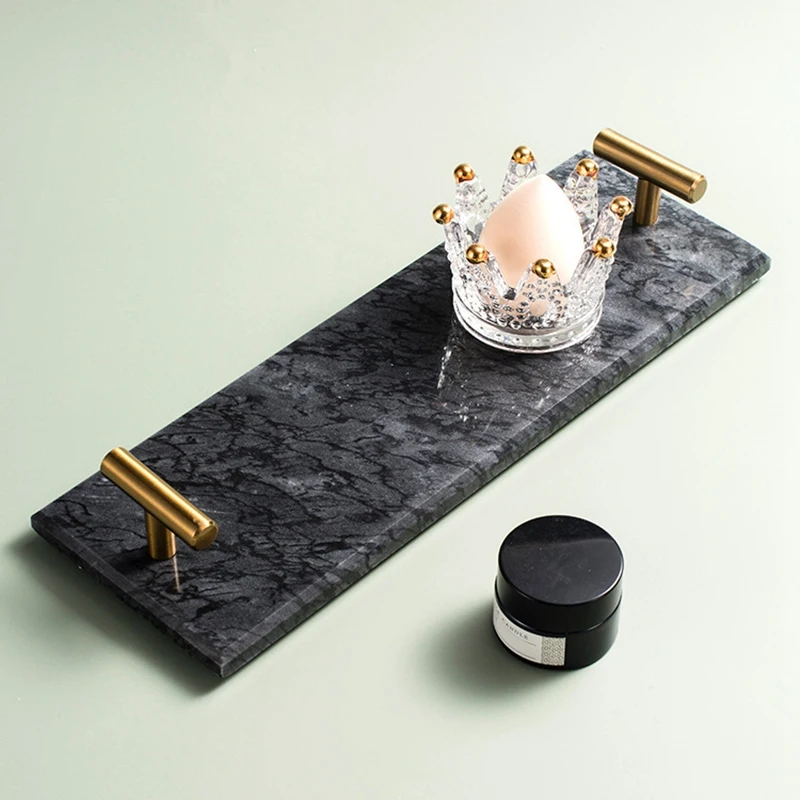 SEWS-Marble Texture Tray Entrance Storage Tray Trinket Holder Jewelry Ring Dish Dessert Plate Bathroom Tray Nordic Decor