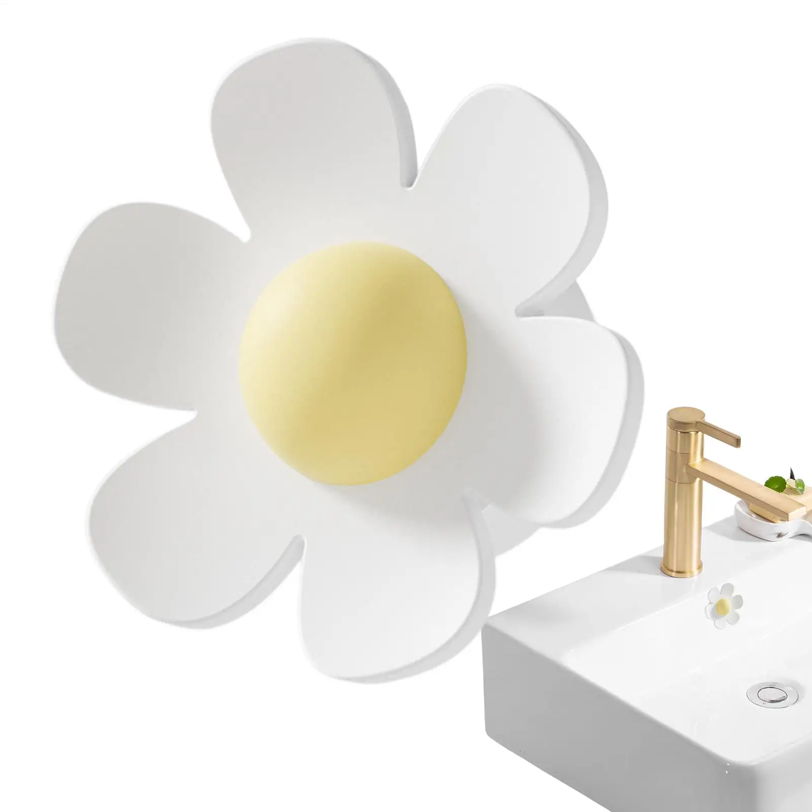 Sink Overflow Ring Basin Trim Cover Plug Replacement Flower Shape Gasket Replacement Hole Insert for Restroom Washroom Bathroom