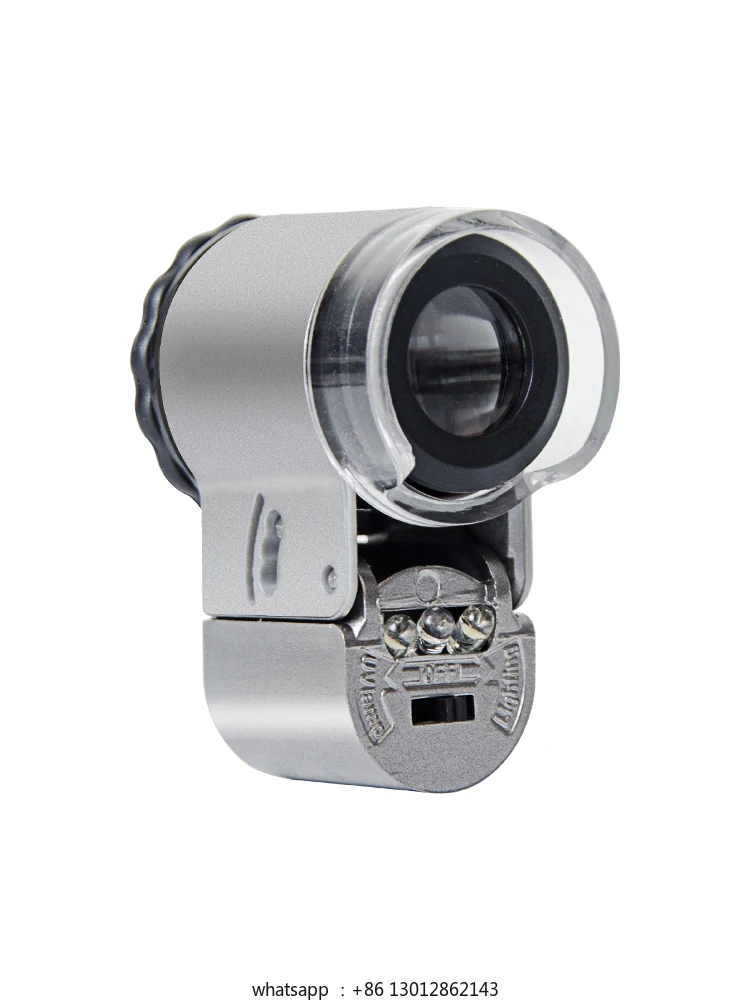 

100X high definition magnifying glass handheld microscope with lamp