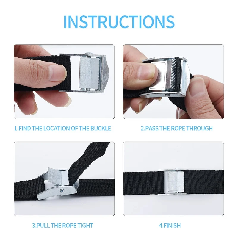 3 Pieces 1M Buckle Tie-Down Belt Cargo Straps For Car Motorcycle Bike With Metal Buckle Tow Rope Strong Ratchet Belt for Luggage image 4
