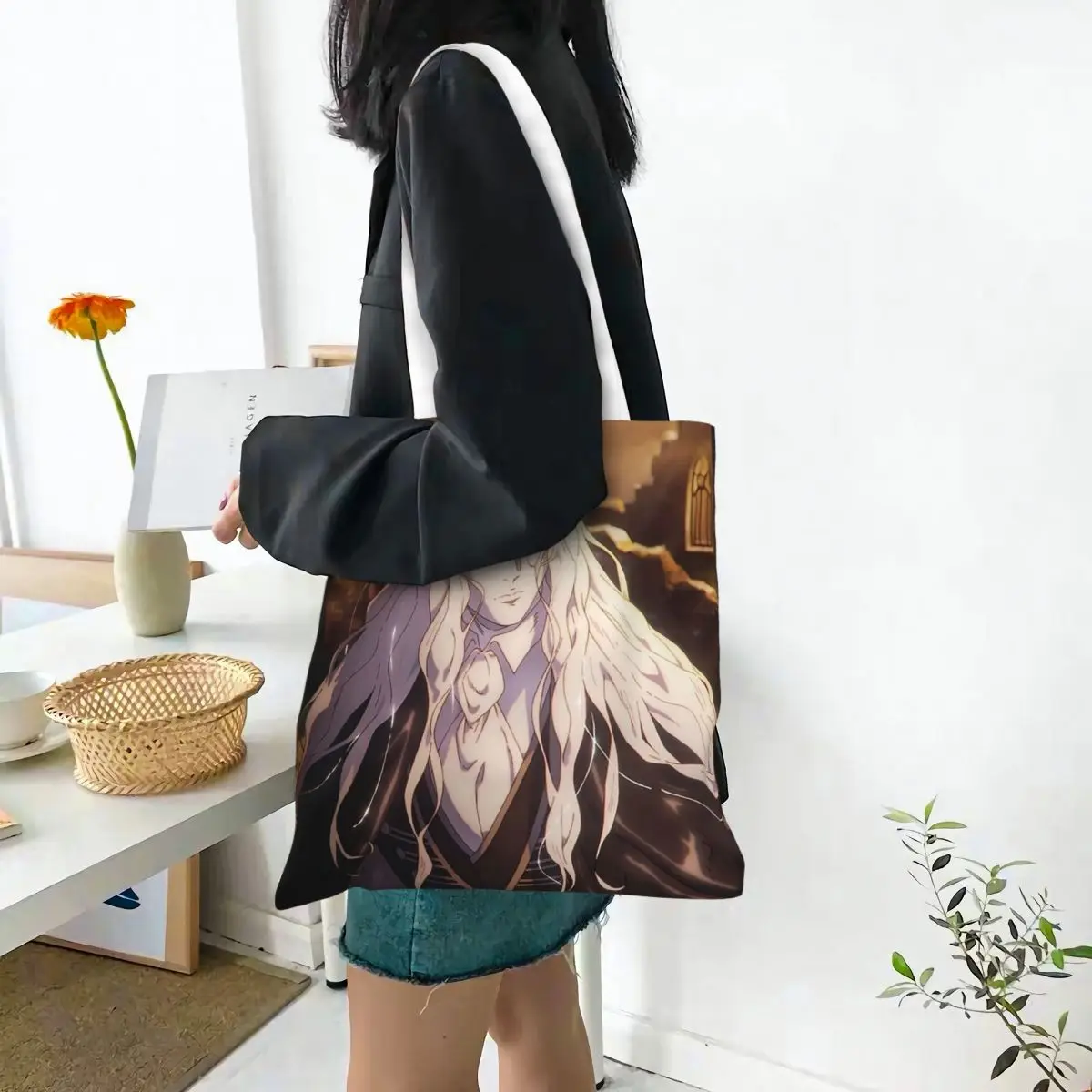 Alucard Castlevania Nocturne Bolsas de compras dobráveis de lona Bolsa tote feminina bolsa de ombro bolsa de viagem