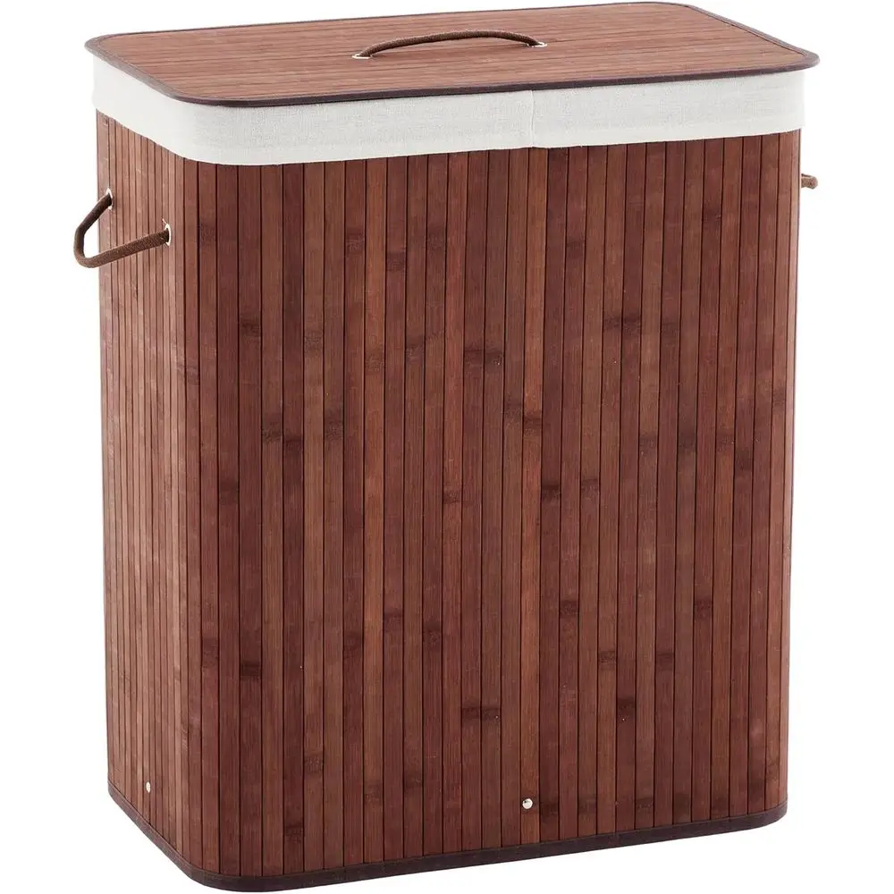 olding Bamboo Laundry Hamper with Lid, 28 Gal /106L Wooden Laundry Basket with Washable Liner Bag, Slim Clothes Storage Hamper o