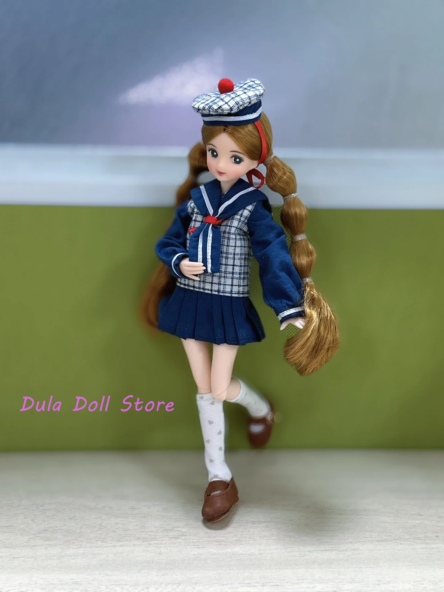 Dula Doll Clothes Dress Navy Sailor Suit Plisowana spódniczka dla Blythe Qbaby ob24 ob22 Licca ICY JerryB 1/6 Bjd Doll