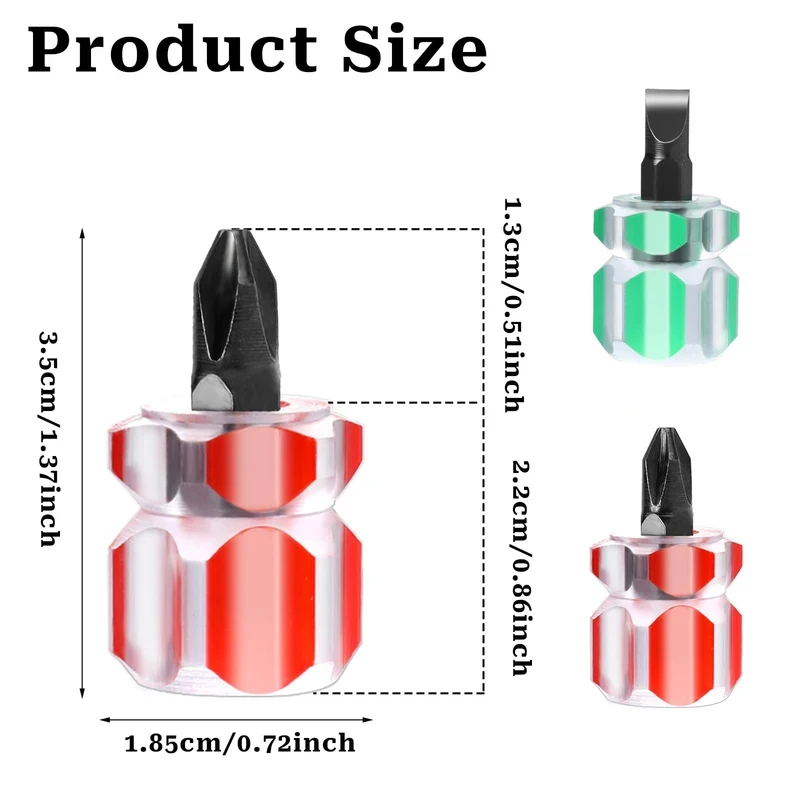 Ultra Short Stubby Screwdriver, Dual Flat Phillips Head Hand Tool for Sewing Machine Repair & Tight Spaces