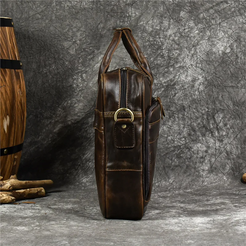 حقيبة يد جلدية عالية الجودة للرجال بسعة كبيرة لتخزين الكمبيوتر وحقيبة كتف متعددة الوظائف