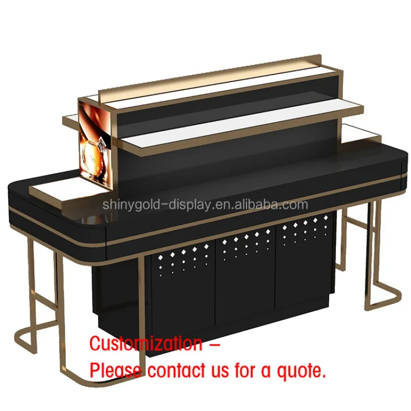 custom.Customize Size Cosmetics Display Booth Stand Metal Make up Display Stand Shop Counter Display Perfume