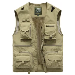 New Summer Outdoor Work Men Multi-Pocket Vest Thin Fishing Photography Men's Vest Coat